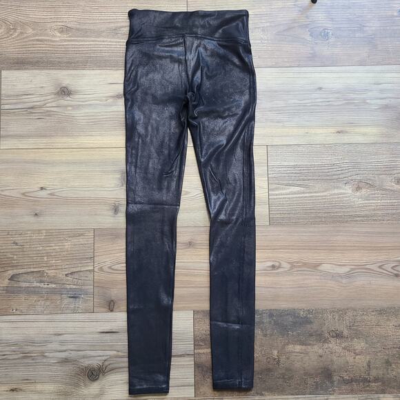 Spanx Black Faux Leather Womens Leggings Size XS Stretch Black Shapewear FLAW130 - Picture 5 of 10